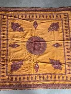 antique fine Persian hand embroidery tablecover