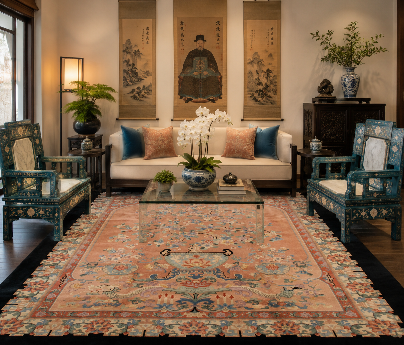 Rug in Asian themed room Peking Rug