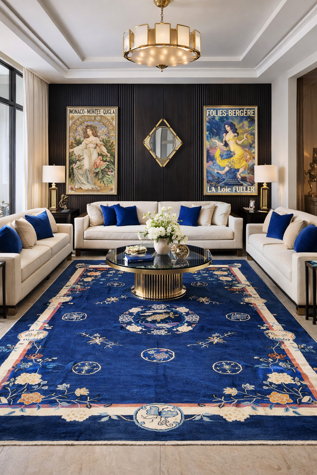 antique Peking Carpet rug in living room design image