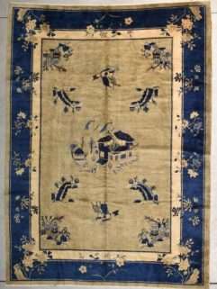 Peking Chinese rug picture 6x7 ft in grey and blue