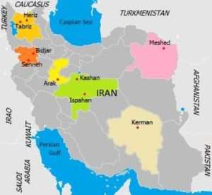 Map of Persian rug area