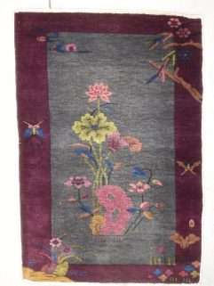 Green and purple 1920 art Deco Chinese rug image